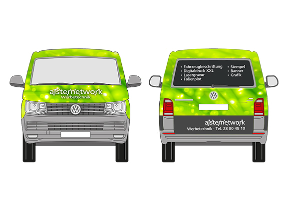 alsternetwork Entwurf Vollverklebung VW T6 Bild 1